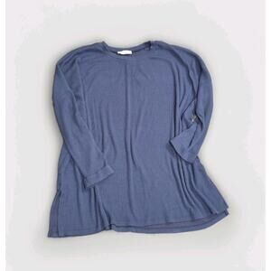 Carly Jean Los Angeles Women's 3/4 Sleeve Navy Blue Shirt Oversized Top Sz Large